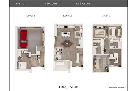 Floor plan for 4 beds, 3.5 baths, 1811 sqft